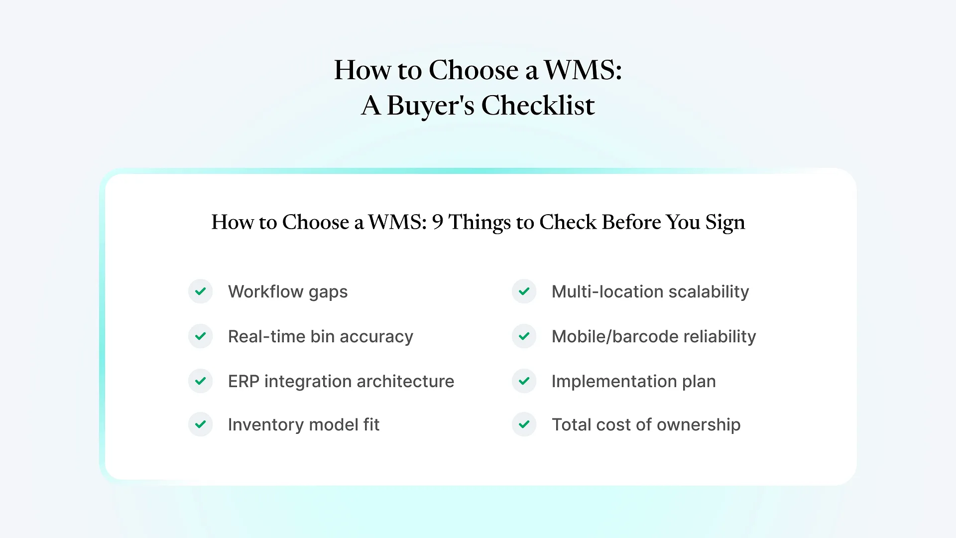 How to Choose a WMSA Buyers Checklist